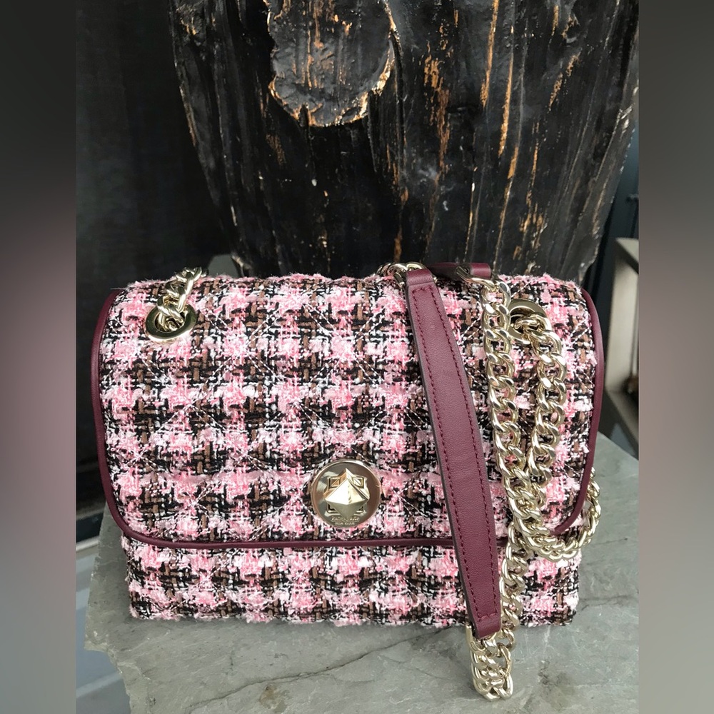 kate spade Pink and Burgundy Tweed & Leather Chain Crossbody Bag - Picture 6 of 6